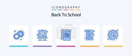 Illustration for Back To School Blue 5 Icon Pack Including back to school. write. board. study. paper. Creative Icons Design - Royalty Free Image