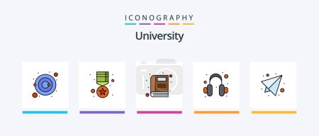 Illustration for University Line Filled 5 Icon Pack Including school. study. audio. education. academy. Creative Icons Design - Royalty Free Image