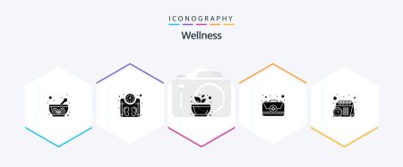 Illustration for Wellness 25 Glyph icon pack including calendar. first. grinding. emergency. rest - Royalty Free Image