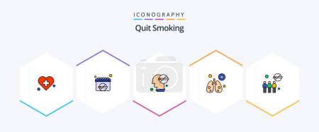 Illustration for Quit Smoking 25 FilledLine icon pack including organ. health. smoking patient. biology. problem - Royalty Free Image