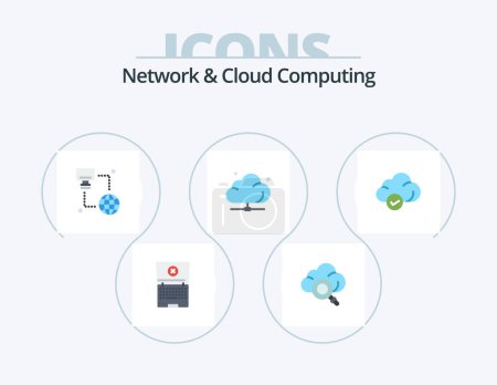 Illustration for Network And Cloud Computing Flat Icon Pack 5 Icon Design. storage. cloud. computer. technology. network - Royalty Free Image