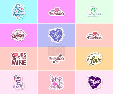 Illustration for Saying I Love You with Beautiful Valentine's Day Design Stickers - Royalty Free Image