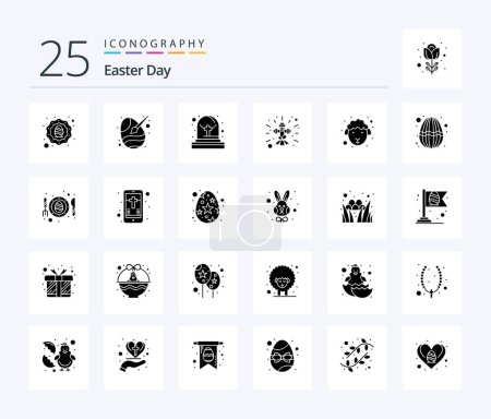 Illustration for Easter 25 Solid Glyph icon pack including easter. sign. paint. religion. christian - Royalty Free Image