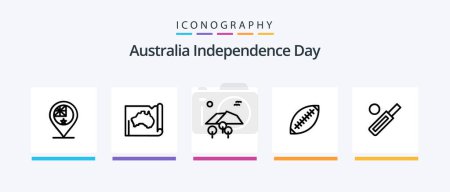 Téléchargez les illustrations : Australia Independence Day Line 5 Icon Pack Including cobra. whiskey. culture. drink. alcohol. Creative Icons Design - en licence libre de droit