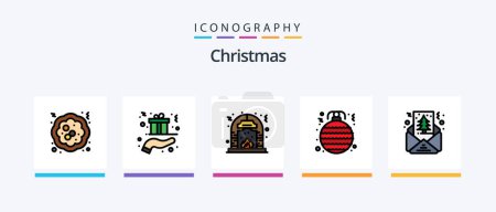 Ilustración de Christmas Line Filled 5 Icon Pack Incluyendo calcetines. navidad. Saludos. navidad. Dulces. Diseño de iconos creativos - Imagen libre de derechos