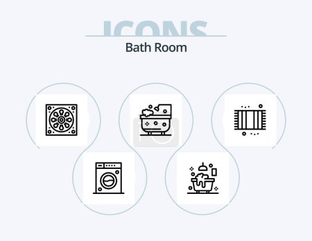 Ilustración de Baño Room Line Icon Pack 5 Icon Diseño. baño. burbujas. ducha. baño. basura. - Imagen libre de derechos