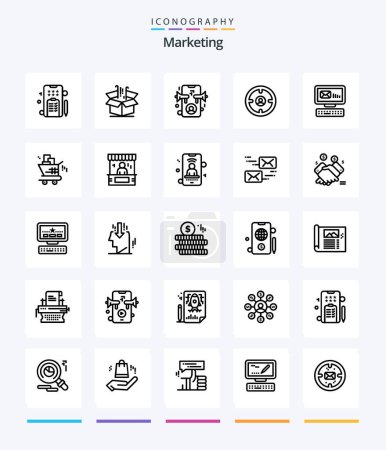 Illustration for Creative Marketing 25 OutLine icon pack  Such As hunter. find. marketing. finance. online - Royalty Free Image