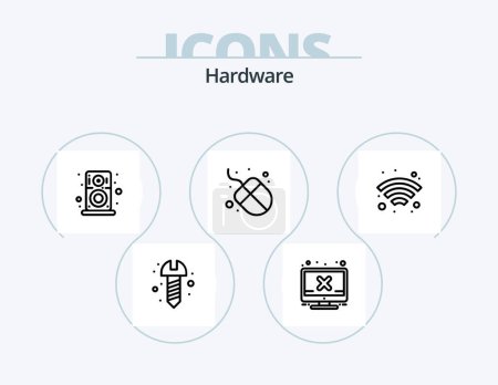 Illustration for Hardware Line Icon Pack 5 Icon Design. . hardware. vga. socket. electric - Royalty Free Image