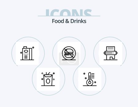 Illustration for Food and Drinks Line Icon Pack 5 Icon Design. shopping. food. shop. drinks. food - Royalty Free Image