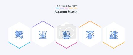 Illustration for Autumn 25 Blue icon pack including fall. pear. cinnamon. fruit. autumn - Royalty Free Image