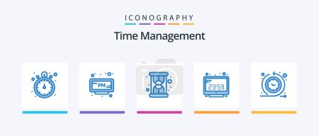 Téléchargez les illustrations : Time Management Blue 5 Icon Pack Including regular. display. hourglass. computer time. computer. Creative Icons Design - en licence libre de droit