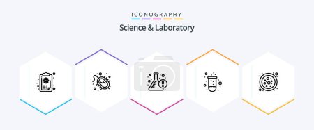 Illustration for Science 25 Line icon pack including connection. tube. beaker. test tube. experiment - Royalty Free Image