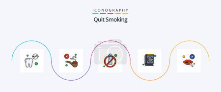 Ilustración de Dejar de fumar línea llena plana 5 paquete de iconos incluyendo el cigarrillo. tabaco. Fuego. no fumar. no permitido - Imagen libre de derechos