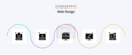 Ilustración de Web Design Glyph 5 Icon Pack Including web design. responsive. video. design. write - Imagen libre de derechos