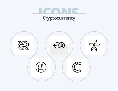Ilustración de Cryptocurrency Line Icon Pack 5 Icon Design. moneda. criptomoneda. nombre moneda. cripto. lisco - Imagen libre de derechos