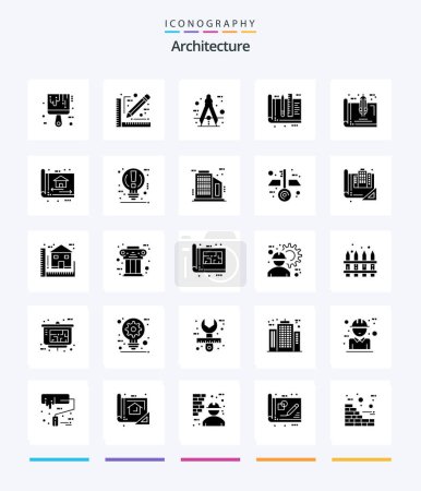 Téléchargez les photos : Creative Architecture 25 Glyph Solid Black icon pack  Such As tools. education. architect. design. tool - en image libre de droit