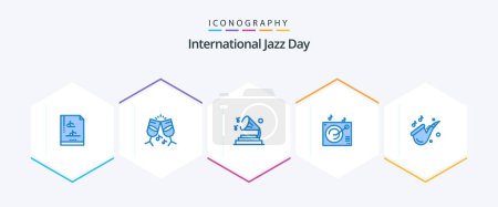 Illustration for International Jazz Day 25 Blue icon pack including . play. speaker. music. music - Royalty Free Image