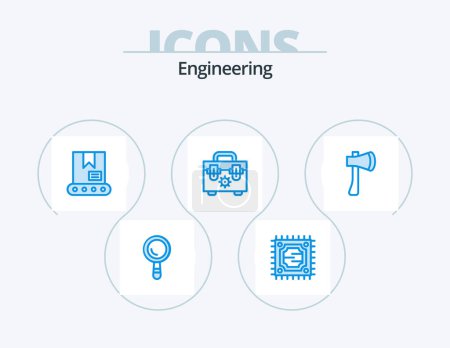 Illustration for Engineering Blue Icon Pack 5 Icon Design. construction. axe tool. crane. axe. ax - Royalty Free Image