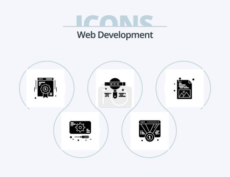 Ilustración de Web Development Glyph Icon Pack 5 Icon Design. development. search. web. find. web quality - Imagen libre de derechos