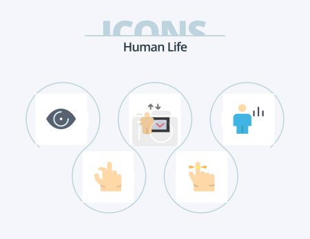 Téléchargez les illustrations : Icône plate humaine Pack 5 Icône Design. humain. corps. humain. avatar. discours - en licence libre de droit