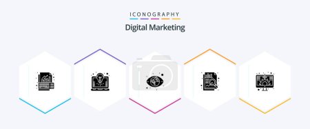 Illustration for Digital Marketing 25 Glyph icon pack including investment. digital. solution. data. analysis - Royalty Free Image