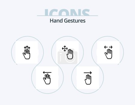 Téléchargez les illustrations : Hand Gestures Line Icon Pack 5 Icon Design. arrow. gesture. hand. four. zoom out - en licence libre de droit