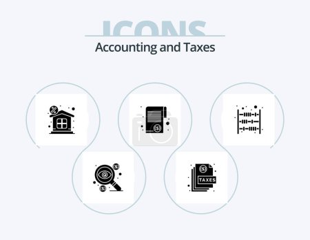 Téléchargez les illustrations : Taxes Glyph Icon Pack 5 Icon Design. l'impôt. la finance. page. document. argent - en licence libre de droit