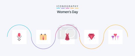 Illustration for Womens Day Flat 5 Icon Pack Including jewelery. day. womens. womens. wedding - Royalty Free Image