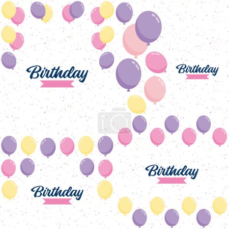 Illustration for Happy Birthday text with a rainbow gradient and a geometric pattern background - Royalty Free Image