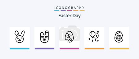 Téléchargez les illustrations : Easter Line 5 Icon Pack Including tea. easter. easter. egg. rabbit. Creative Icons Design - en licence libre de droit