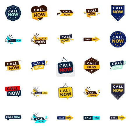 Téléchargez les illustrations : 25 High quality Typographic Designs for a premium call to action campaign Call Now - en licence libre de droit