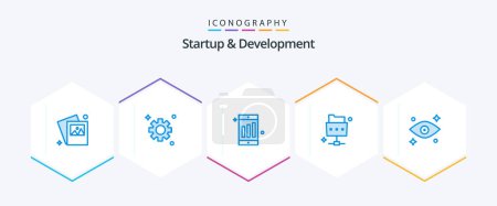 Illustration for Startup And Develepment 25 Blue icon pack including . . chart. watching. eye - Royalty Free Image