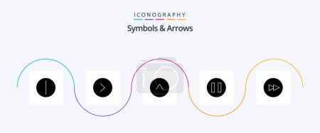 Ilustración de Símbolos y flechas Glifo 5 Paquete de iconos Incluyendo. Arriba. hacia adelante - Imagen libre de derechos