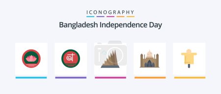 Illustration pour Bangladesh Independence Day Flat 5 Icon Pack Including agriculture. dhaka. building. bangladesh. martyrs. Creative Icons Design - image libre de droit