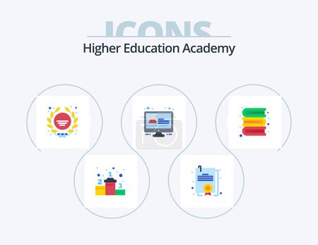Illustration for Academy Flat Icon Pack 5 Icon Design. . library. star. bookshelf. lesson - Royalty Free Image