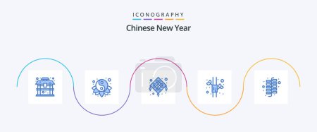 Illustration for Chinese New Year Blue 5 Icon Pack Including firework. china. chinese. chinese. bamboo - Royalty Free Image