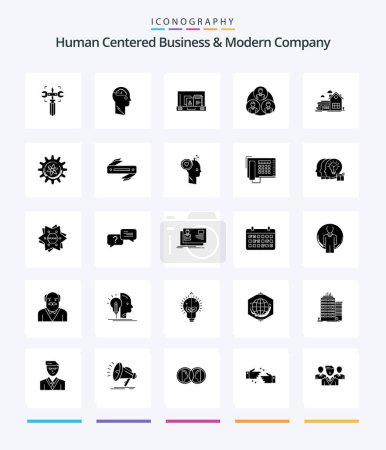 Téléchargez les illustrations : Creative Human Centered Business And Modern Company 25 Glyph Solid Black icon pack  Such As home. clone. user. gang. briefcase - en licence libre de droit