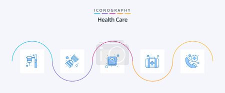 Illustration for Health Care Blue 5 Icon Pack Including doctor. kit. diet. first. aid - Royalty Free Image