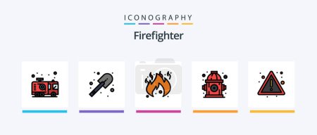 Illustration for Firefighter Line Filled 5 Icon Pack Including bag. road. alert. buoy. attention. Creative Icons Design - Royalty Free Image