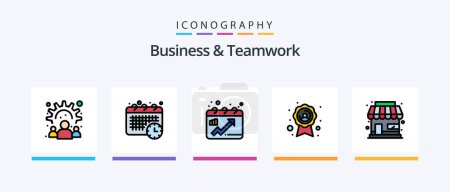 Illustration for Business And Teamwork Line Filled 5 Icon Pack Including . calling. quality badge. call forwarding. store. Creative Icons Design - Royalty Free Image