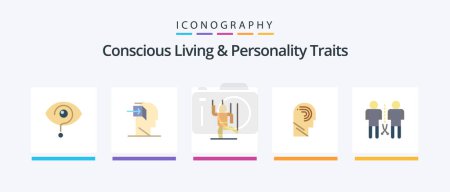 Ilustración de Concious Living And Personality Traits Flat 5 Icon Pack Incluyendo manipular. acceso. mente. manipulación. humano. Diseño de iconos creativos - Imagen libre de derechos