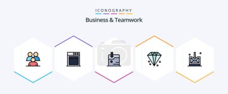 Téléchargez les illustrations : Pack d'icônes Business et Teamwork 25 FilledLine inclus. la finance. diamant. - en licence libre de droit