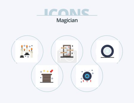 Ilustración de Magician Flat Icon Pack 5 Icon Design. circle. piercings. western. magic. light - Imagen libre de derechos