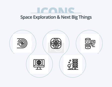 Ilustración de Space Exploration And Next Big Things Line Icon Pack 5 Icon Design. fabric. cloth. leaf. endless. cycle - Imagen libre de derechos