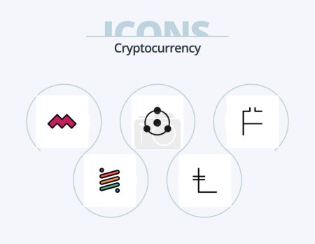 Téléchargez les illustrations : Cryptocurrency Line Filled Icon Pack 5 Icon Design. crypto . ion . crypto currency. crypto - en licence libre de droit