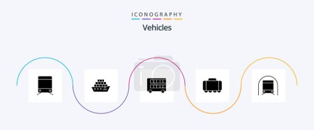 Illustration for Vehicles Glyph 5 Icon Pack Including transportation. subway. double. metro. tank - Royalty Free Image