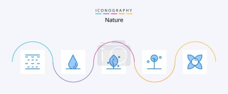 Illustration for Nature Blue 5 Icon Pack Including . nature. forest. herb. bloom - Royalty Free Image