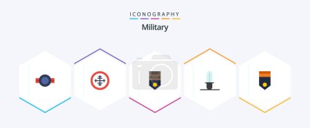 Illustration for Military 25 Flat icon pack including army. star wars. soldier. light saber. rank - Royalty Free Image