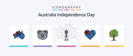 Ilustración de Australia Independence Day Line Filled 5 Icon Pack Including country. aussie. indigenous. nation. country. Creative Icons Design - Imagen libre de derechos