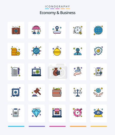 Ilustración de Economía Creativa y Negocios 25 Línea FIlled paquete de iconos, tales como negocios. .. Aceptar. Tiempo. inversión - Imagen libre de derechos